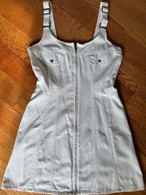 Rocky White Zip-Front Mini Dress with Adjustable Straps